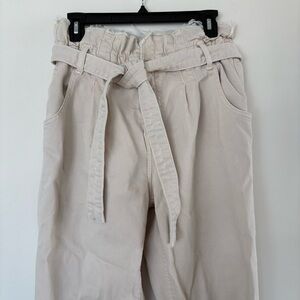 Hudson Jeans Cream Paperbag Waist Denim Pants